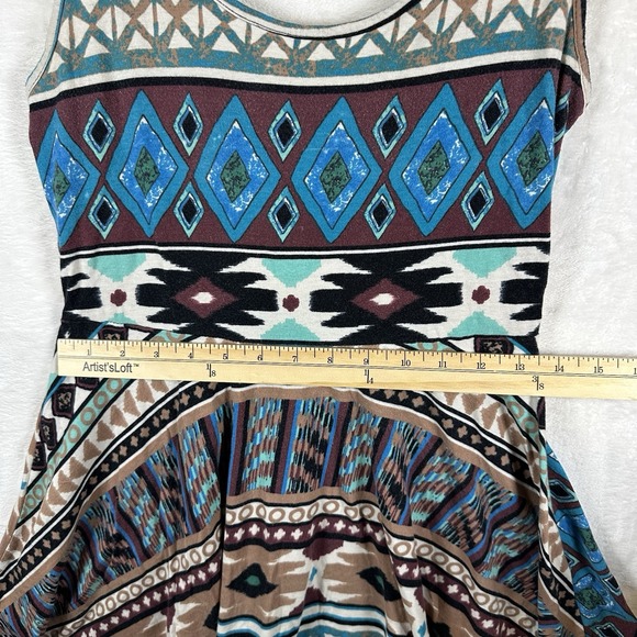 Banana Lemon Dress Women' M Brown Turquoise Tribal Print - Picture 4 of 6